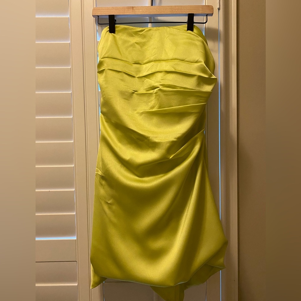 Fashion Nova Sweet Lover Satin Mini Dress Chartreuse Woman's Size‎ X-Large